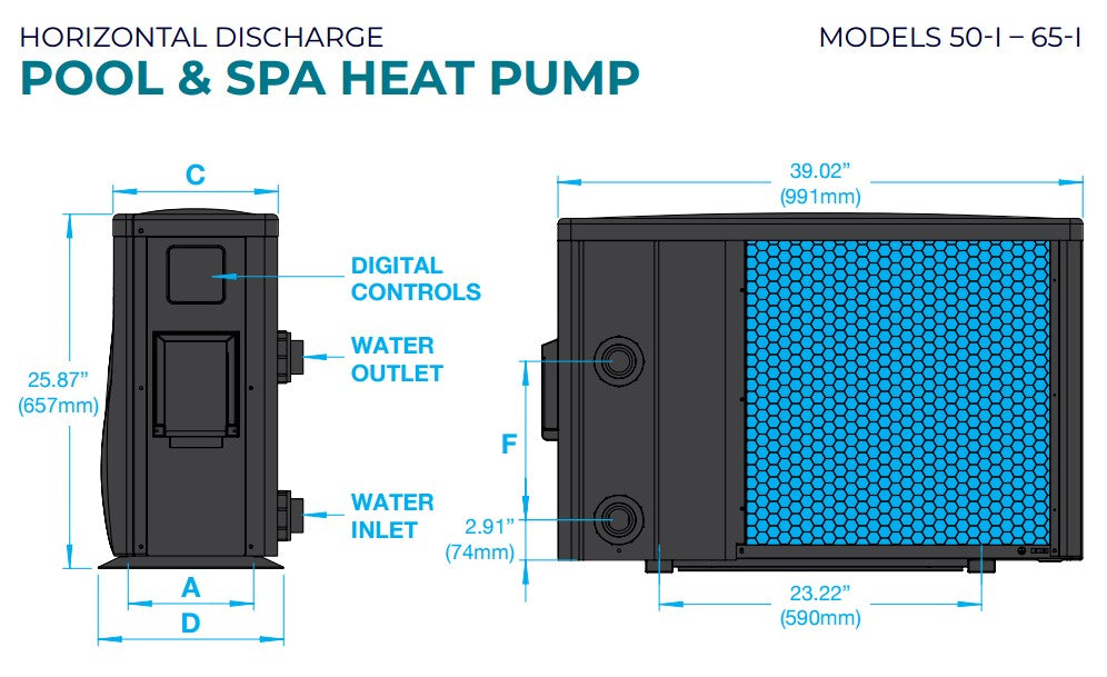 Raypak Crosswind-50-I-R 45,000 BTU Inverter Pool Heat Pump