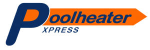 Poolheater Xpress logo with a large blue and orange stylized 'P' and the words 'Poolheater Xpress' in blue on a white background.